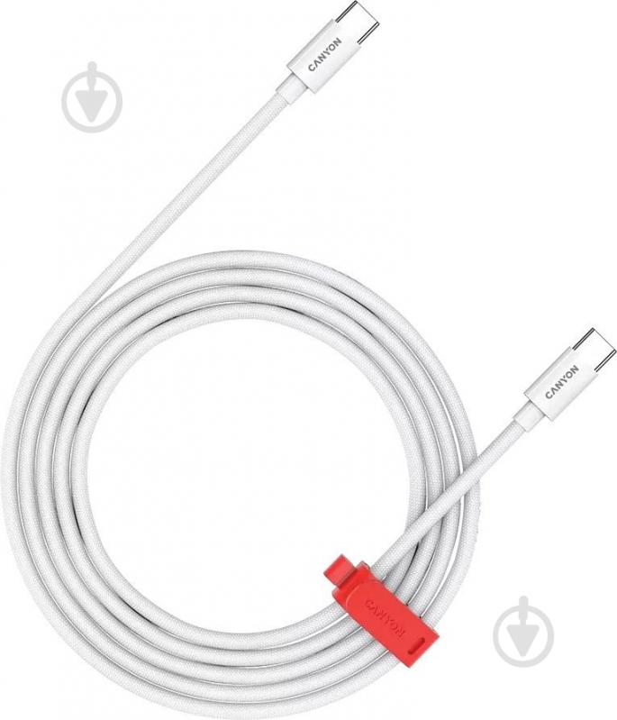 Кабель Canyon Type-C to Type-C 60W 1,2 м белый (CND-CC60AB12W) - фото 1