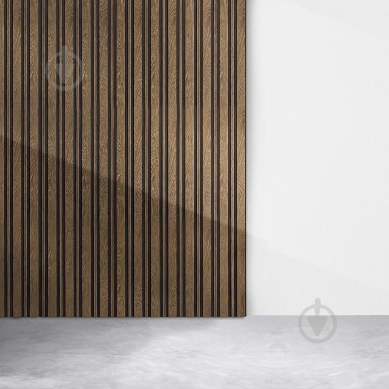 УЦЕНКА! Реечная панель MARCO decor 12912-122-K коричневое дерево с черным 129х12х2900 мм (0,37 кв.м) (УЦ №2461) - фото 1