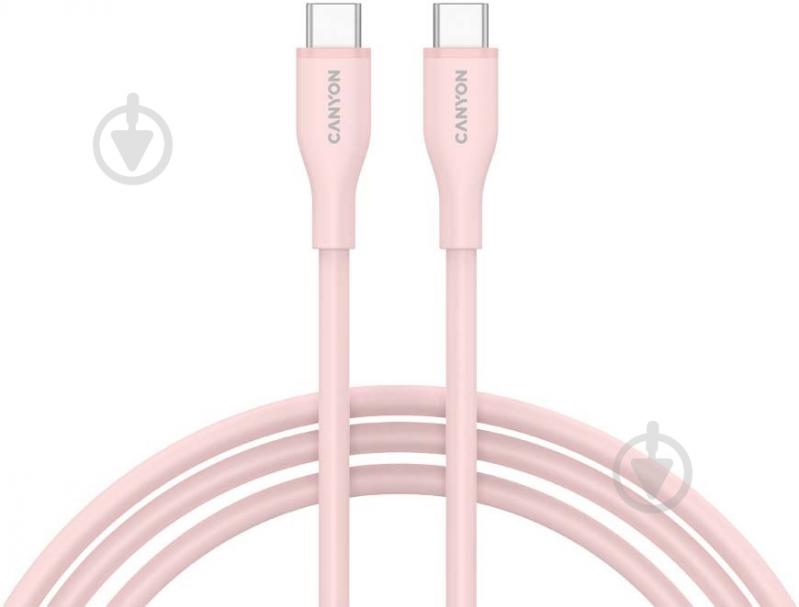 Кабель Canyon CC60SC10 Type-C to Type-C 60W 1 м розовый (CNS-CC60SC10PS) - фото 1 Кабель Canyon CC60SC10 Type-C to Type-C 60W 1 м розовый (CNS-CC60SC10PS) - фото 1