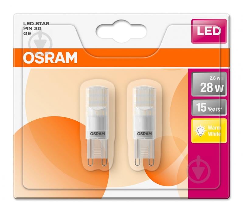 Лампа светодиодная Osram PIN30 FR 2,6 Вт капсульная прозрачная G9 220 В 2700 К 4058075171435 - фото 2