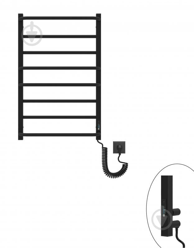 Полотенцесушитель электрический Elna Каскад Люкс Т 8 (800*530) черная с диммером t - фото 3