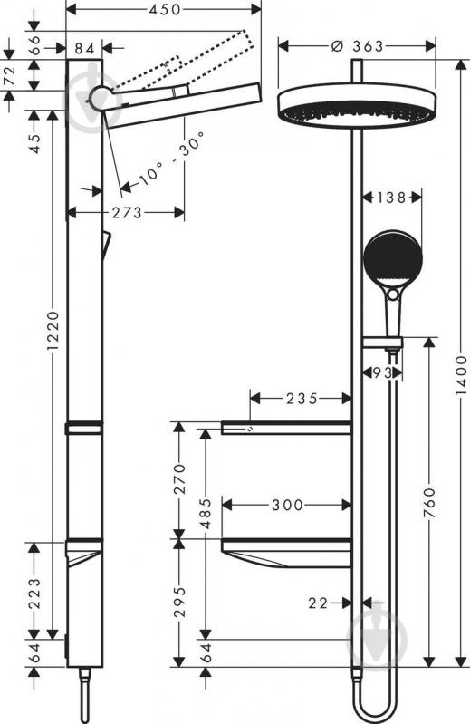 Душова система Hansgrohe Rainfinity Showerpipe 360 1jet 26842000 хром - фото 2