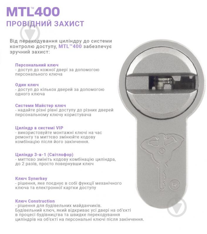 Циліндр Mul-T-Lock MTL400/ClassicPro 40x40 ключ-вороток 80 мм чорний/чорний - фото 5