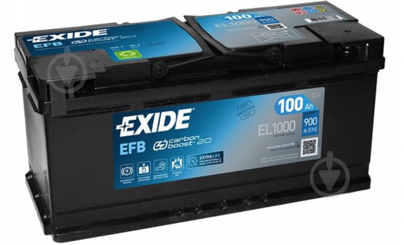 Акумулятор автомобільний EXIDE Start-Stop EFB 100Ah 900A 12V «+» праворуч (EL1000) - фото 1