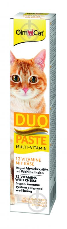 Ласощі GimCat паста для котів DUO PASTE Multi-vitamin 12 вітамінів та сир 50 г G-421841 - фото 1