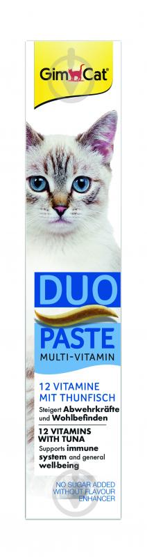 Ласощі GimCat паста для котів DUO PASTE Multi-vitamin 12 вітамінів та тунець 50 г G-421858 - фото 3