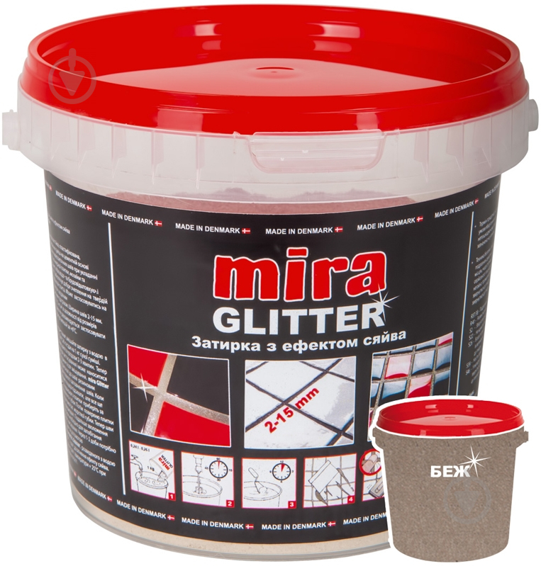 Затирка для плитки Mira Glitter alabaster 1 кг бежевый - фото 1