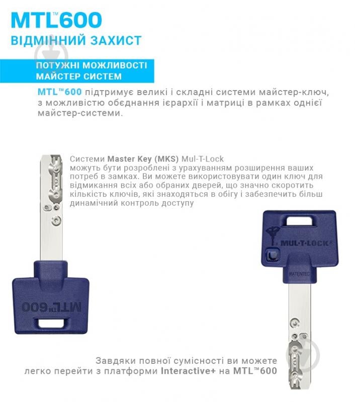 Циліндр Mul-T-Lock MTL600/INTERACTIVE+ 35x35 ключ-вороток 70 мм чорний/чорний - фото 8