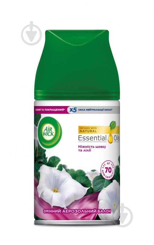 Сменный баллон для автоматического освежителя воздуха Air Wick Freshmatic Нежность шелка и лилии 250 мл - фото 1