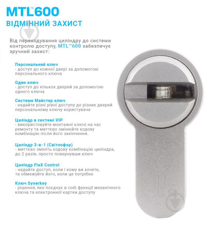 Циліндр Mul-T-Lock MTL600/INTERACTIVE+ 45x45 ключ-вороток 90 мм чорний - фото 7