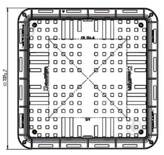 Люк квадратный Standartpark 700х700 мм Basic ЛК-56.70.09-ПО легкий (А15) 35487.2-22 с замком зеленый - фото 2