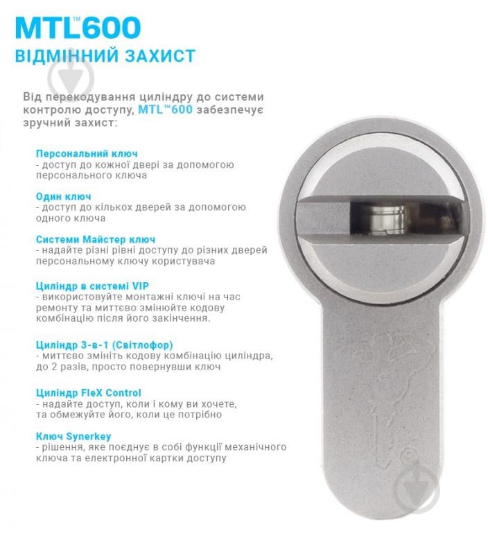 Циліндр Mul-T-Lock MTL600/INTERACTIVE+ 50x50 ключ-вороток 100 мм чорний - фото 6