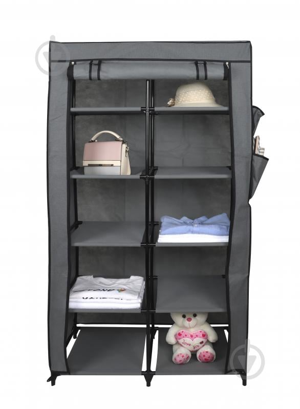 Тканинна шафа LUNA HOME TWINS 1560х870х460 мм сірий із чорним - фото 3