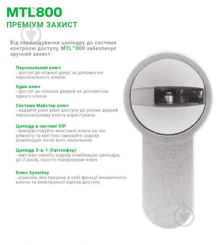 Цилиндр Mul-T-Lock MTL800/MT5+ 35x35 ключ-вороток 70 мм черный/черный - фото 6