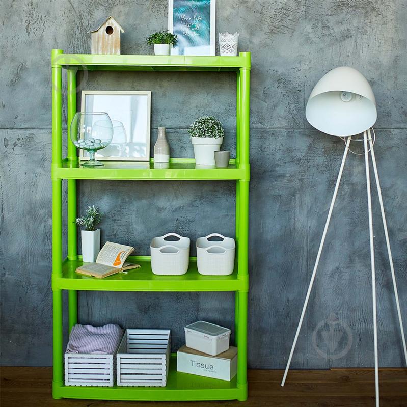 Стелаж 1800x820x370 мм Алеана зелений пластик полиці 5 шт. без покриття - фото 2