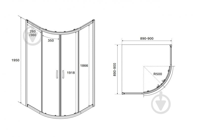 Душова кабіна Koller Pool RNP90BGR ROUND PRO Black matt 900x900x1950 мм - фото 4