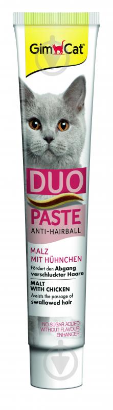 Ласощі GimCat паста для котів з чутливим травленням DUO PASTE Anti-hairball мальт та курка 50 г G-427201 - фото 2