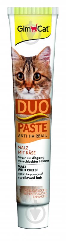 Ласощі GimCat паста для котів з чутливим травленням DUO PASTE Anti-hairball мальт та сир 50 г G-427218 - фото 2