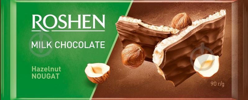 Молочний шоколад Roshen з горіховою нугою 90 г - фото 1