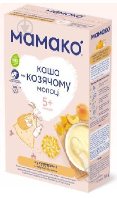 Каша молочна MAMAKO від 5 місяців кукурудзяна з гарбузом і абрикосом на козячому молоці 200 г - фото 1