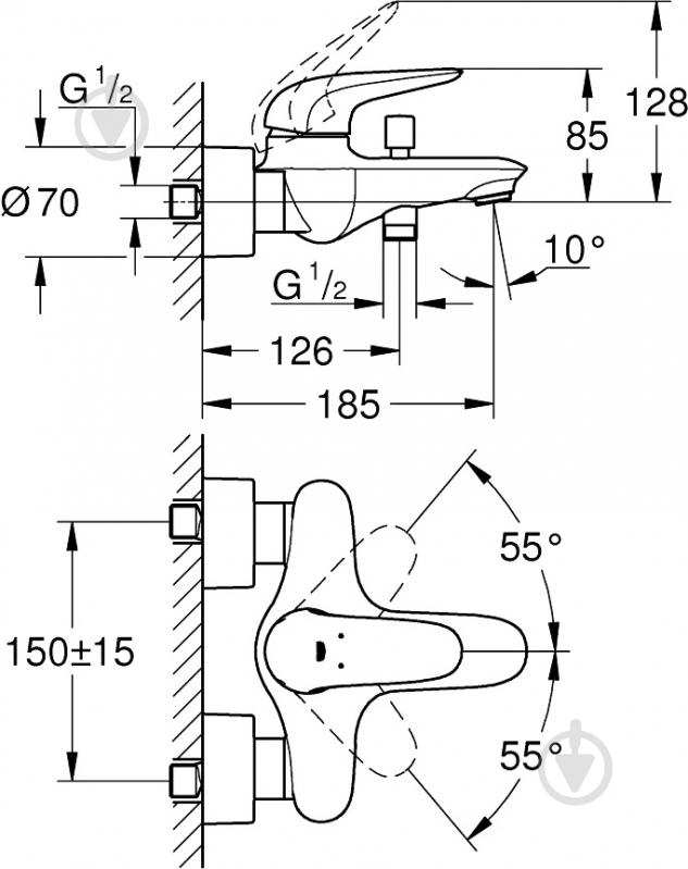 Смеситель для ванны Grohe Wave 32286001 - фото 4