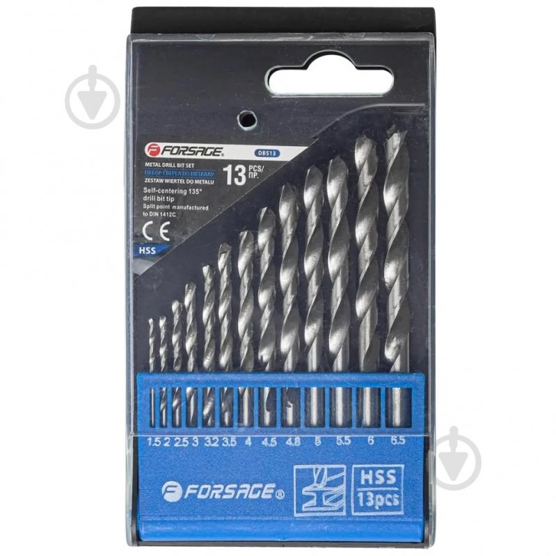 Набор сверл по металлу Forsage HSS в пластиковом футляре 13 шт. F-DBS13 - фото 2