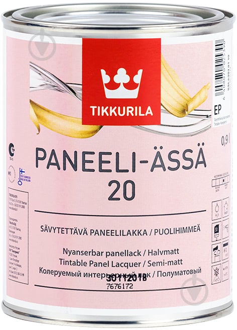 Лак Paneeli-Assa 20 TIKKURILA полумат бесцветный 0,9 л - фото 1