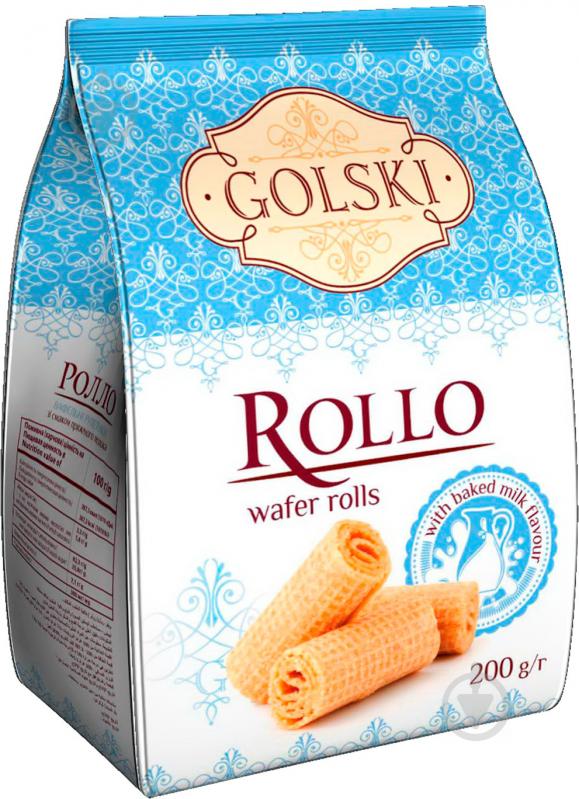 Вафли Golski Rollo рулетики со вкусом топленого молока 200 г - фото 1