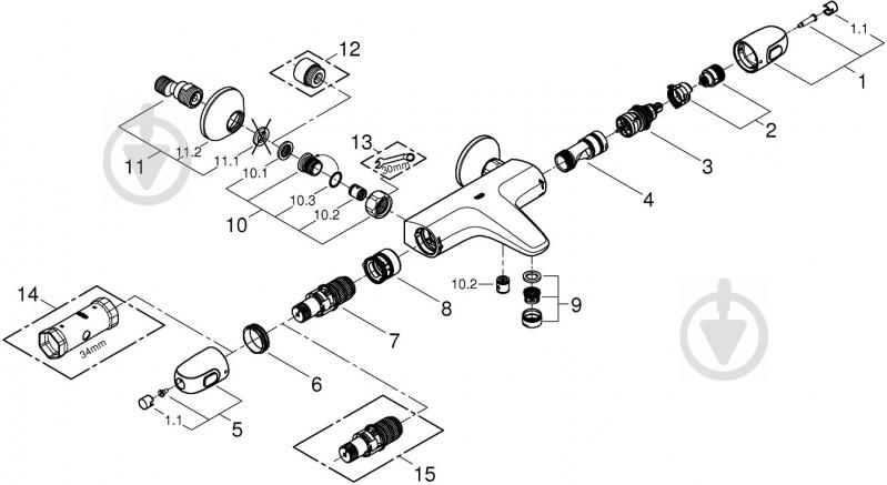 Смеситель для ванны Grohe Grohtherm 1000 NEW (34155003) - фото 13