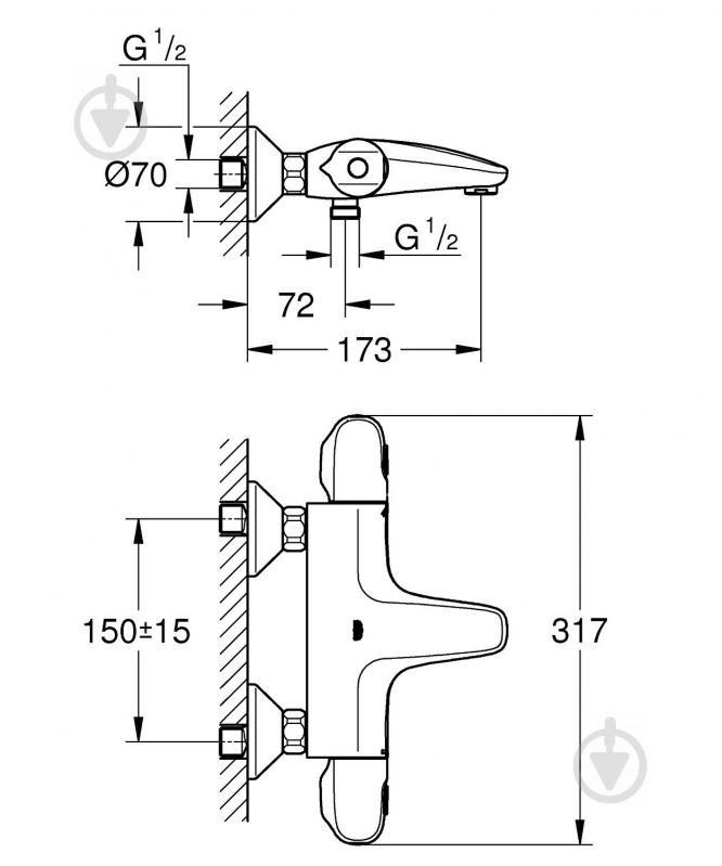 Смеситель для ванны Grohe Grohtherm 1000 NEW (34155003) - фото 12