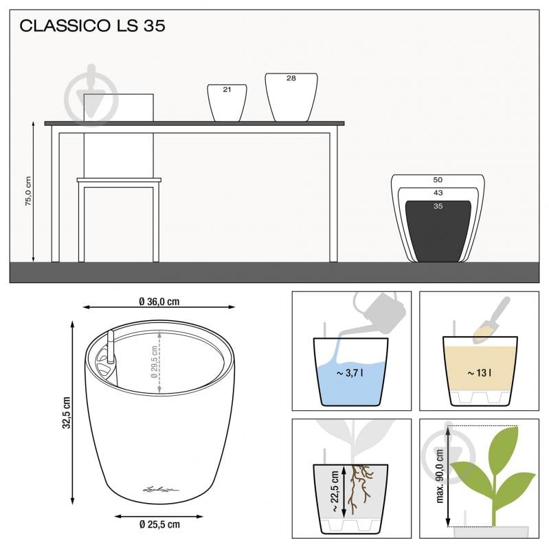 Вазон пластиковый Lechuza Classico Premium LS 35 круглый 13 л красный (16067) - фото 3