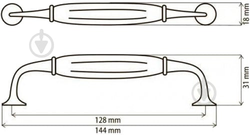 Меблева ручка скоба DC D-126 G4 128 мм 70652 антична бронза - фото 5