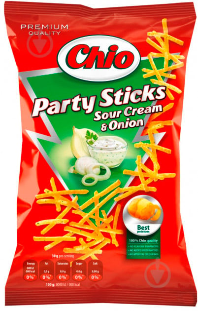 Смужки картопляні Chio Party Stick зі смаком сметани та цибулі 70 г - фото 1