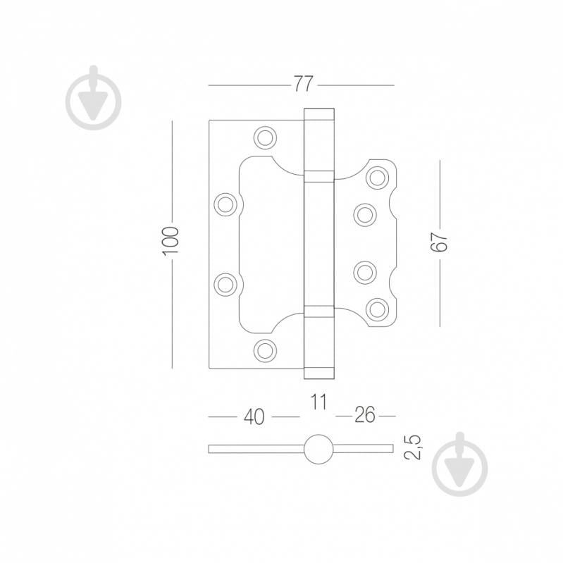 Петля Linde HB-100 MA накладная d11 100x100x77 матовый антрацит универсальная 1 шт. - фото 2