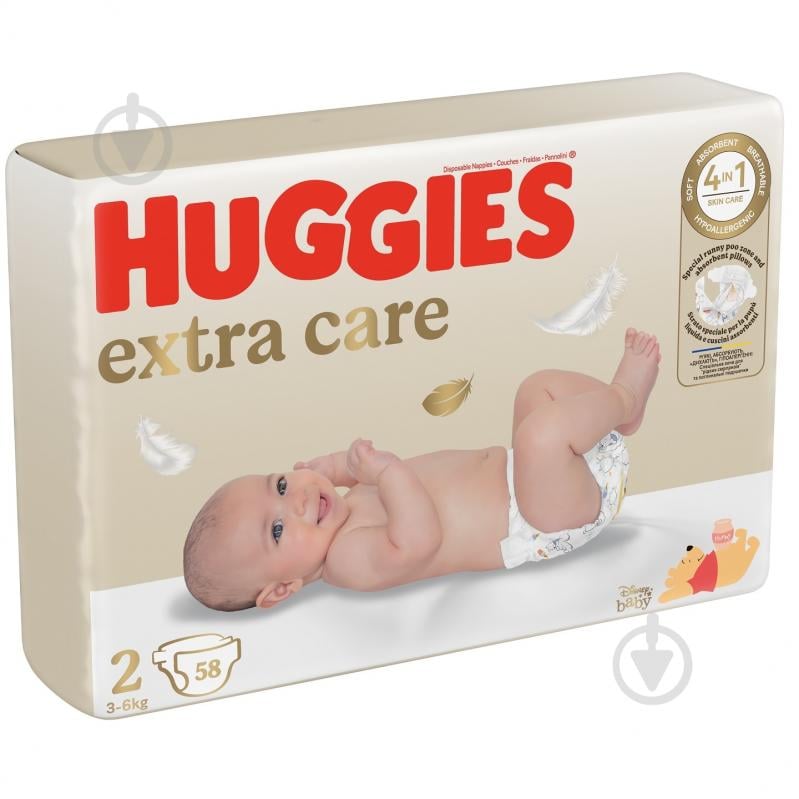 Подгузники Huggies Extra Care 2 3-6 кг 58 шт. - фото 2 Подгузники Huggies Extra Care 2 3-6 кг 58 шт. - фото 2