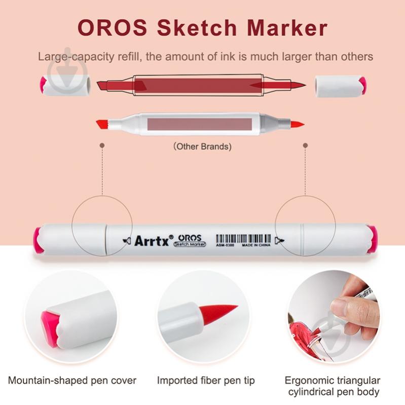 Набор спиртовых маркеров Arrtx Oros ASM-03-PT01, 40 цветов, пастельные оттенки LC302628 - фото 5