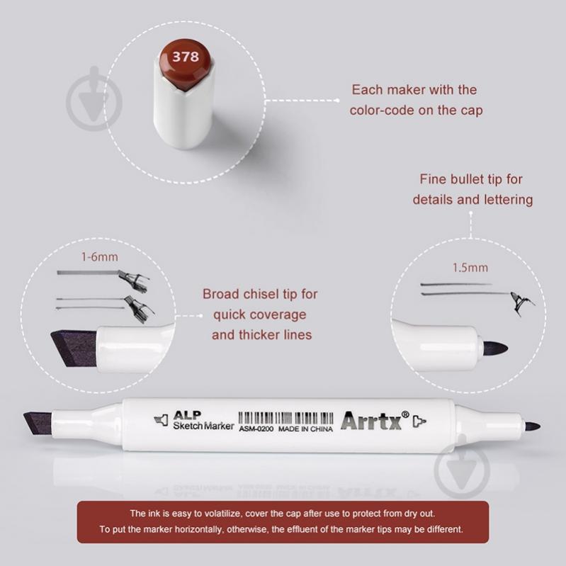 Набор маркеров Arrtx Alp ASM-02-SK02 12 цветов оттенки кожи LC302604 - фото 3