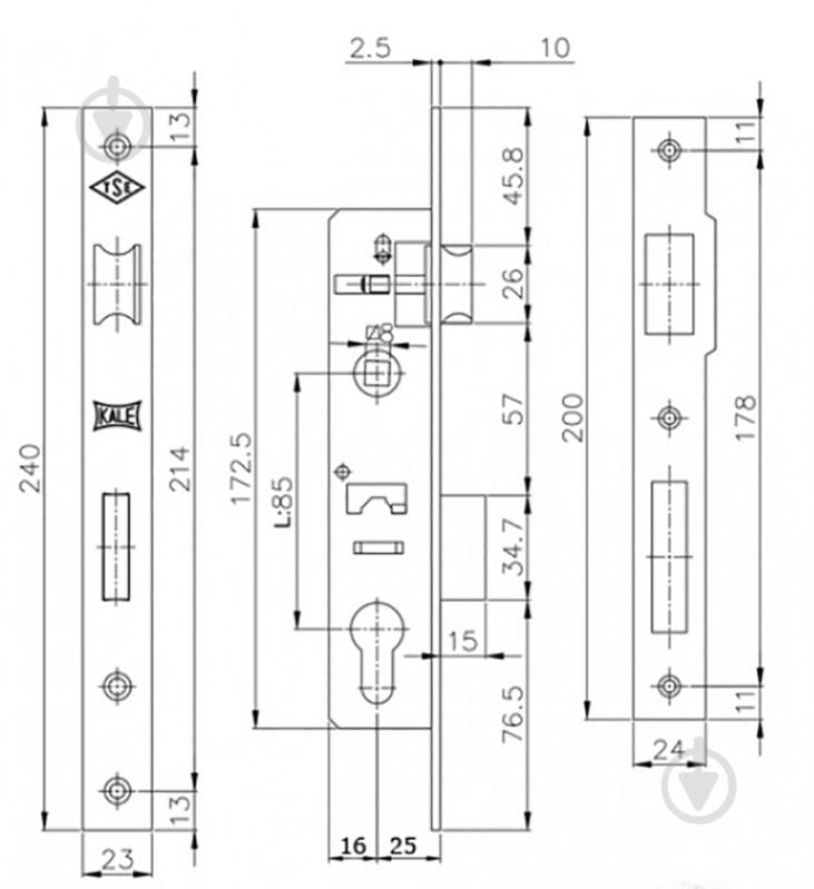 ᐉ Дверной замок входной Kale 257 цилиндровый хром • Купить в Киеве ...
