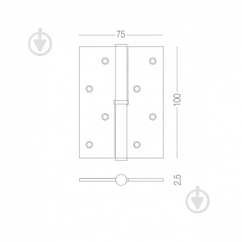 Петля Linde H-100L MC врезная 100x75x2,5 мм матовый хром левая 1 шт. - фото 2