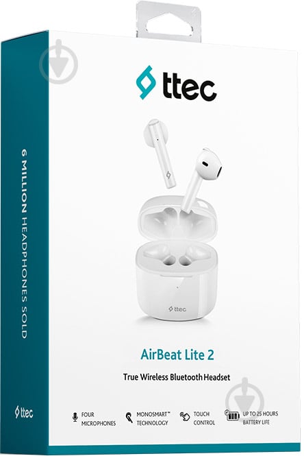 Bluetooth-гарнитура Ttec AirBeat Lite 2 white (2KM137B) - фото 7