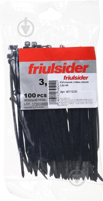 Стяжка для кабеля Friulsider 3,6x150 мм 100 шт. черный - фото 1