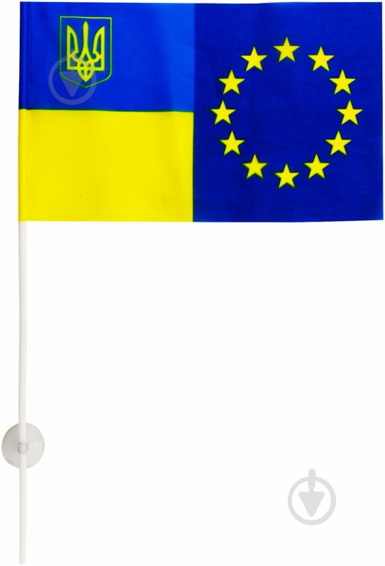 Прапор Україна-Євросоюз з присоскою 220х140 мм - фото 1 Прапор Україна-Євросоюз з присоскою 220х140 мм - фото 1