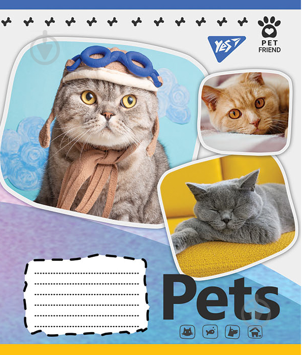 Тетрадь школьная Pets shoot А5/12 в косую линию без д/л YES - фото 1