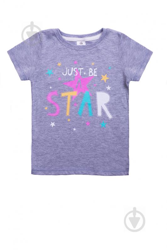 Футболка для дівчаток Luna Kids з принтом Star р.98 сірий меланж - фото 1