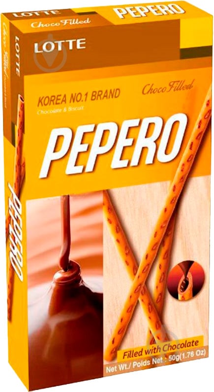 Соломка ЛОТТЕ з шоколадною начинкою 50 г (Pepero Nude) - фото 1