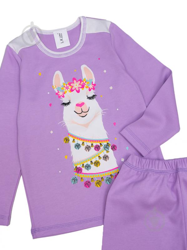 Піжама для дівчаток Luna Kids трикотажна Лама р.110–116 бузковий - фото 2