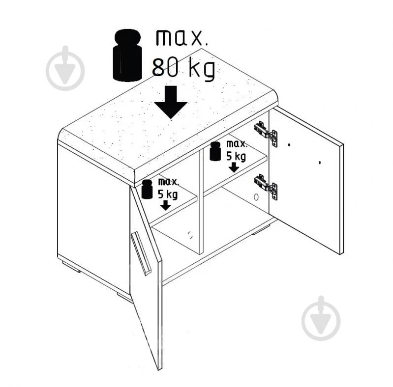 Тумба для обуви Світ Меблів Амбре 600x495x320 мм антрацит - фото 3