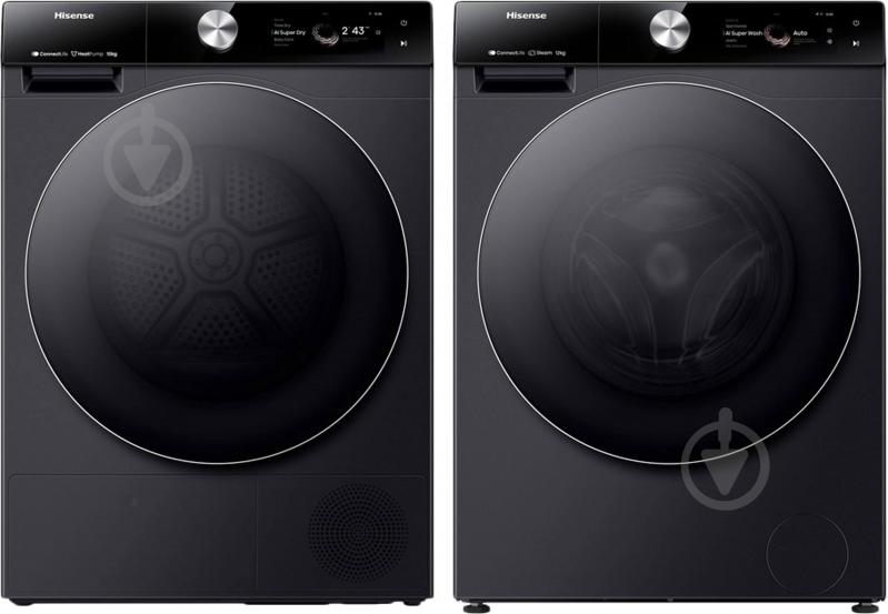 Сушильная машина Hisense DH7S107BB + стиральная машина WF7S1247BB - фото 1