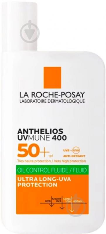 Флюид La Roche-Posay Anthelios UVA 400 Oil Control SPF 50+ с матирующим эффектом для жирной чувствительной кожи лица 50 мл - фото 1