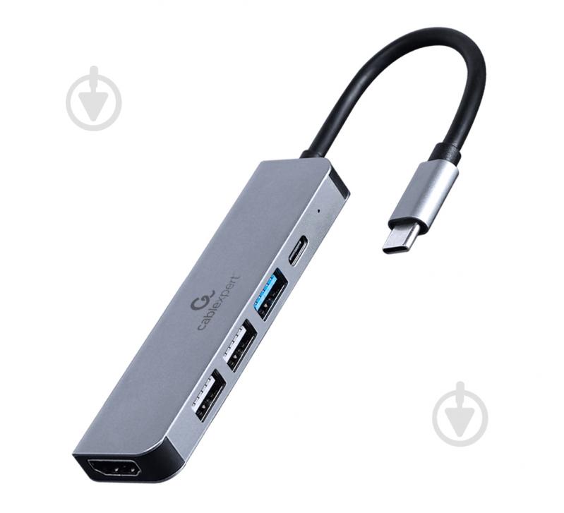 Док-станція Cablexpert USB-C 5-в-1 (хаб/HDMI/PD) dark grey (A-CM-COMBO5-03) - фото 1